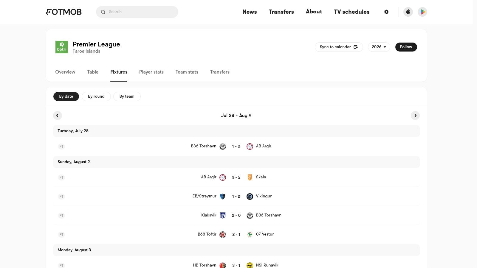 FotMob for live-statistikk og varsler